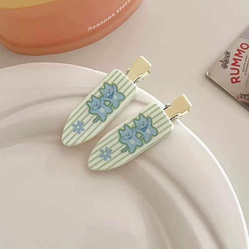 2pcs Simple Sakura Pink Seamless Hair Clip Women Acetate Sheet No Bend Bangs Clip Duckbill Clip Hairpins Hair Styling Tool