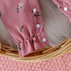 Citgeett Autumn Infant Baby Girls Long Sleeve Romper Floral Print Patchwork Bow Jumpsuits Cute Headband Clothes Set