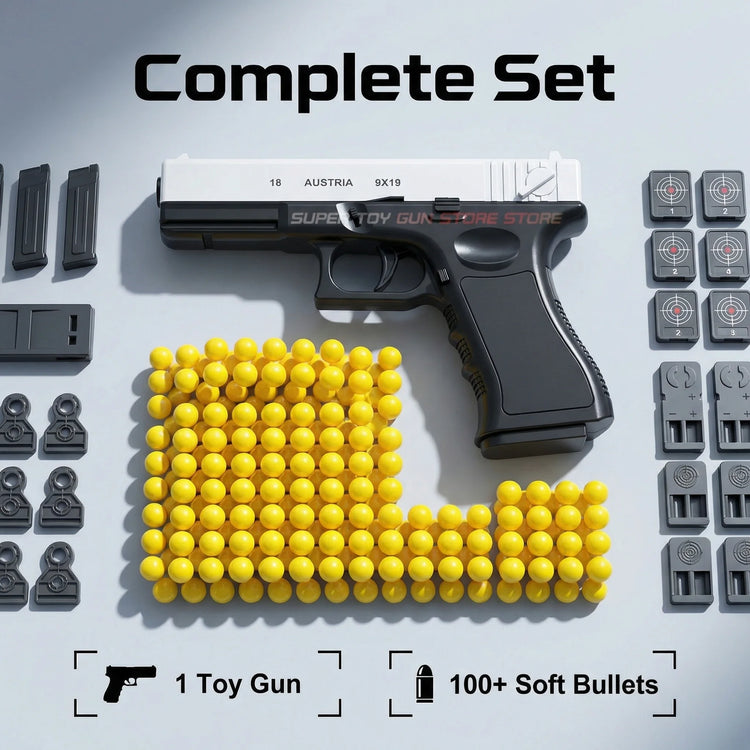 G18 Plastic Toy Gun Fires Powerful and Long-Range Soft Rubber Bullets Outdoor Sports Shooting Game Props