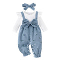 Citgeett Autumn Infant Baby Girls Long Sleeve Romper Floral Print Patchwork Bow Jumpsuits Cute Headband Clothes Set