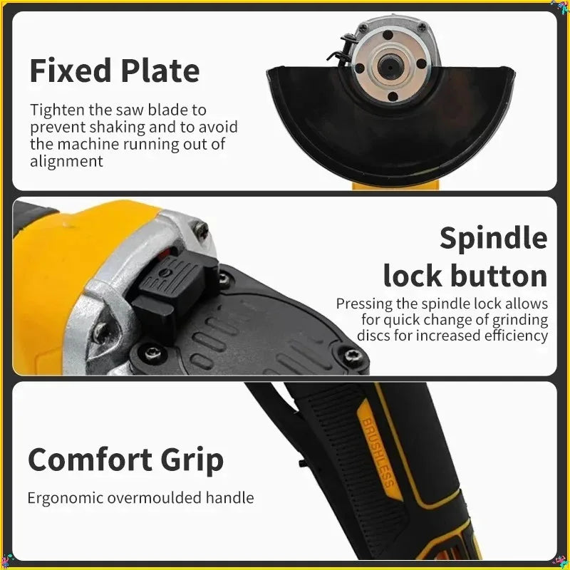 DEWALT DCG405 125mm Flat Head Angle Grinder, 18V Lithium Battery Brushless Bare Machine Cutting Power Tool