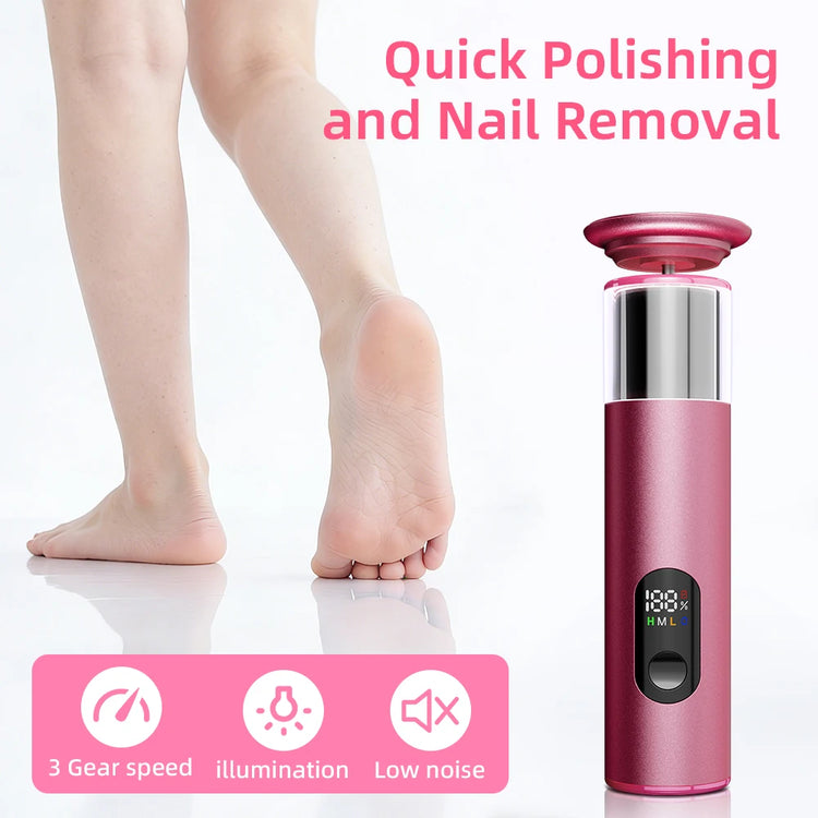 Electric Foot File Callus Remover 2-in-1 Rechargeable with 60PCS Replaceable Sandpaper Discs Nail Pedicure Tool Set for Smooth F