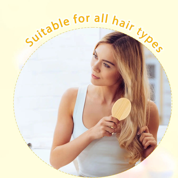 16/10Pcs Mini Bamboo Hair Brushes Scalp Massage Detangling, Travel Small Round Hair Brush Round-tipped Wooden Paddle Comb