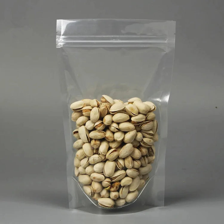 100Pcs Resealable High Clear Stand Up Plastic Zipper Bags Perfect for Snacks Candy Coffee Dried Fruits Gifts Storage Pouches