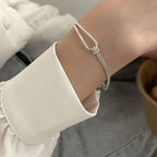 Silver Geometric Square Round Bead Bracelet For Women Personality Temperament Simple Hand Jewelry Party