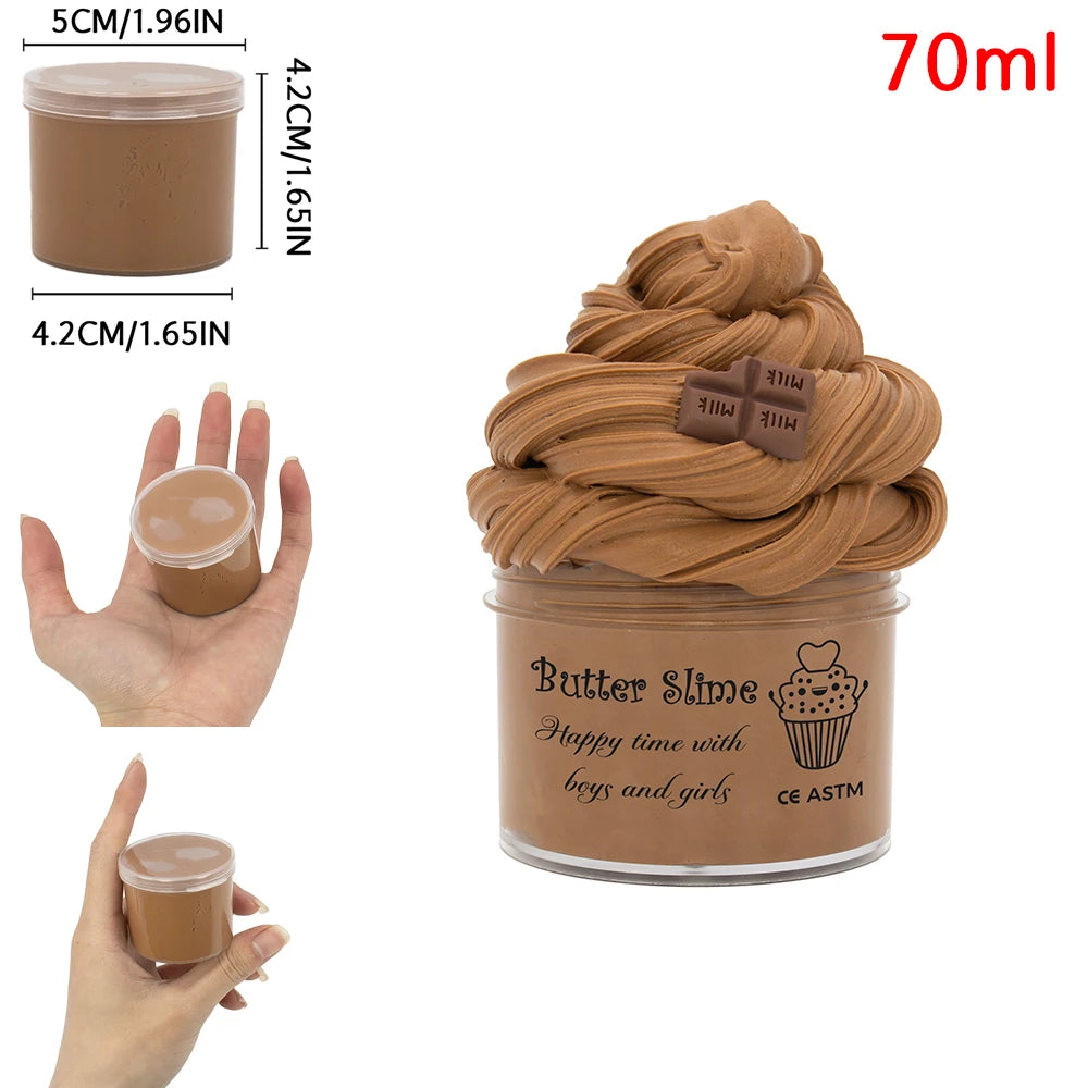 70ml Chocolate Cookies Butter Slime Kit With Scented Slime Soft Fluffy Putty DIY Plasticine Birthday Gift Toys For Party Favors