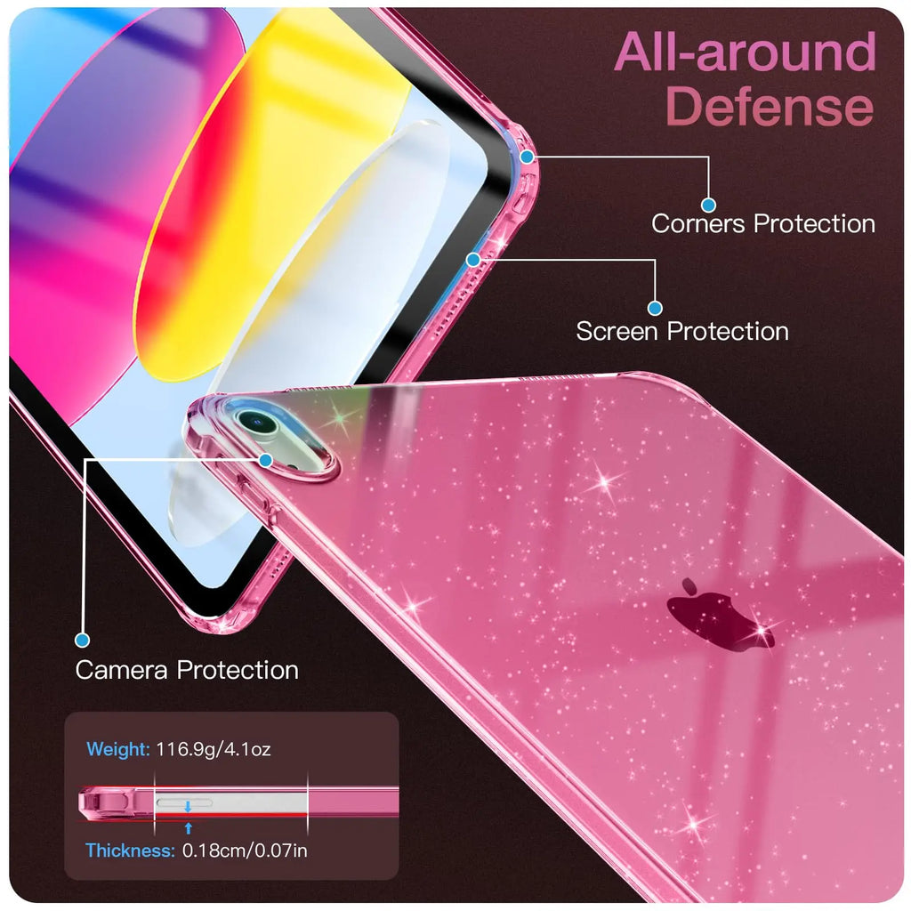 For iPad 11th 10th 9th 8th Generation Air Mini Pro 8.3 9.7 10.2 10.9 11 Shimmering Glittering Soft Silicone Case Airbag Shell