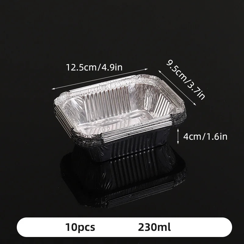 10pcs Rectangular Tin Foil Tray AirFryer Disposable Food Containers Bowls BBQ Take Away Cake Boxes Aluminum Packaging Box