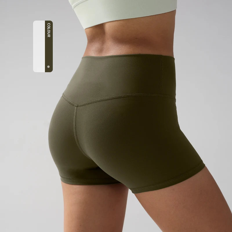 Solid Color High-Waisted Yoga Shorts for Women Quick Dry Breathable Fitness Sport Running Cycling Leggings