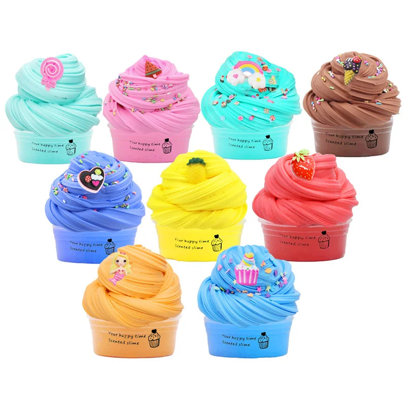 9PCS 50ml Butter Slime Kit Toys DIY Slime Fluffy Party Antistress Educational Toys For Kids Boys Girls Birthday Gift