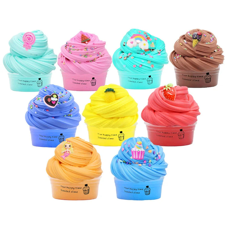 9PCS 50ml Butter Slime Kit Toys DIY Slime Fluffy Party Antistress Educational Toys For Kids Boys Girls Birthday Gift