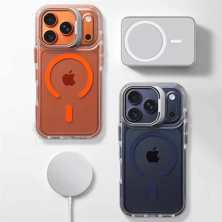 Luxury Magnetic Shockproof Clear Bumper Case for iPhone 17 18 Pro Max 16 15 14 13 12 Plus For Magsafe Lens Protect Stand Cover