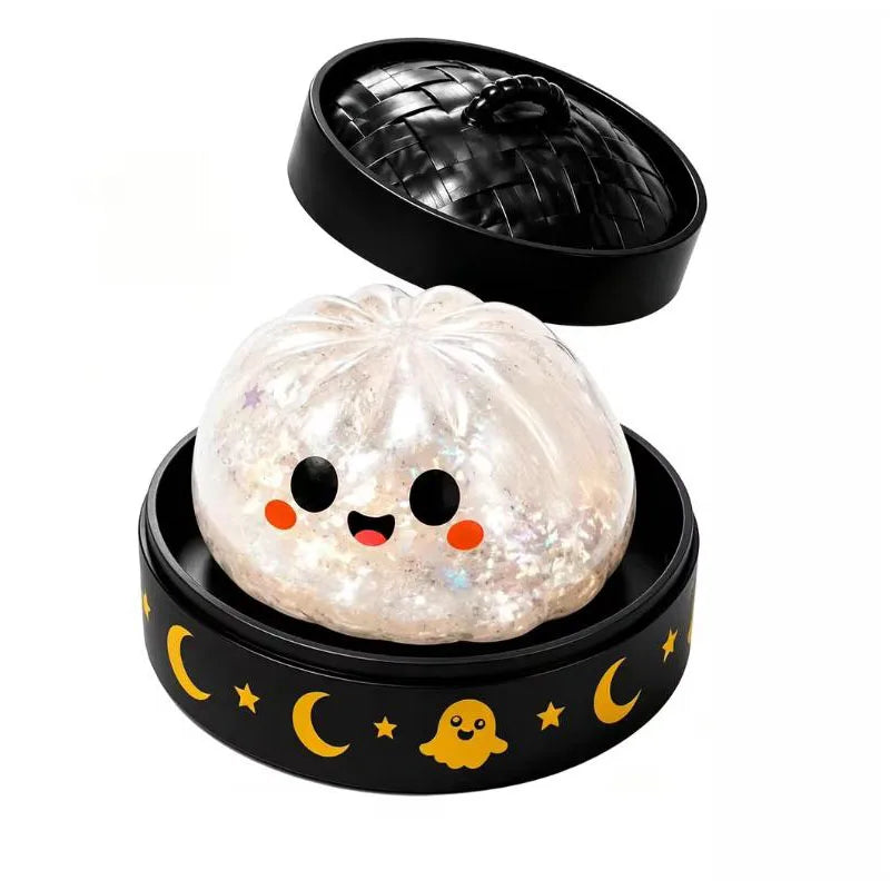 Halloween Dumpling Toy Pumpkin Squishy Toys Balls Glitter Slow Rising Pressure Stress Relief Fidget Toy for Party Adults Gift
