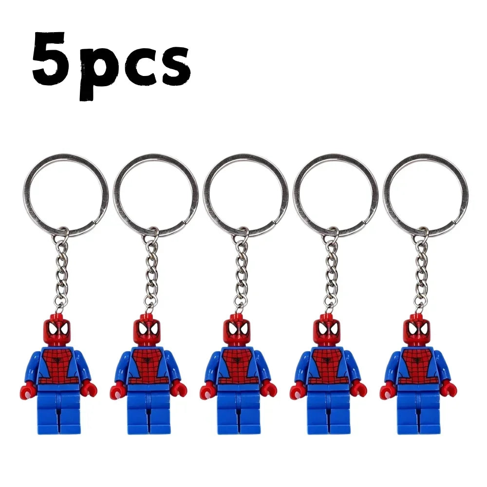 Kawaii  Building Block Minifigure Keychain,Iron Man Spider-Man Superman Key Ring,Backpack Pendant,Birthday Gift