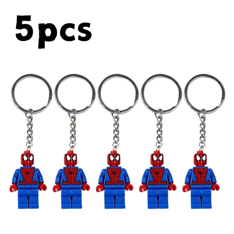 Kawaii  Building Block Minifigure Keychain,Iron Man Spider-Man Superman Key Ring,Backpack Pendant,Birthday Gift