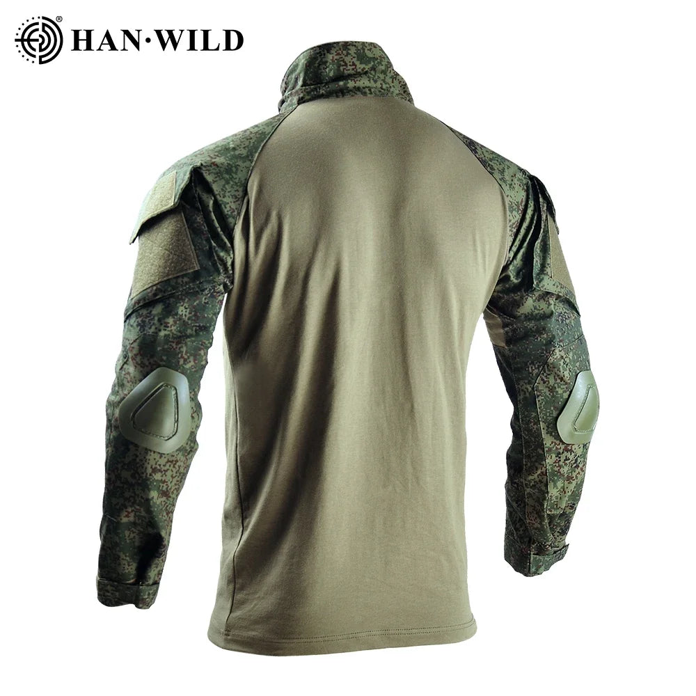 Tactical Uniform Combat Camo Russian Suits Training Team Airsoft Paintball Shirts Hunting Pants +Pads Mens Clothes Windproof