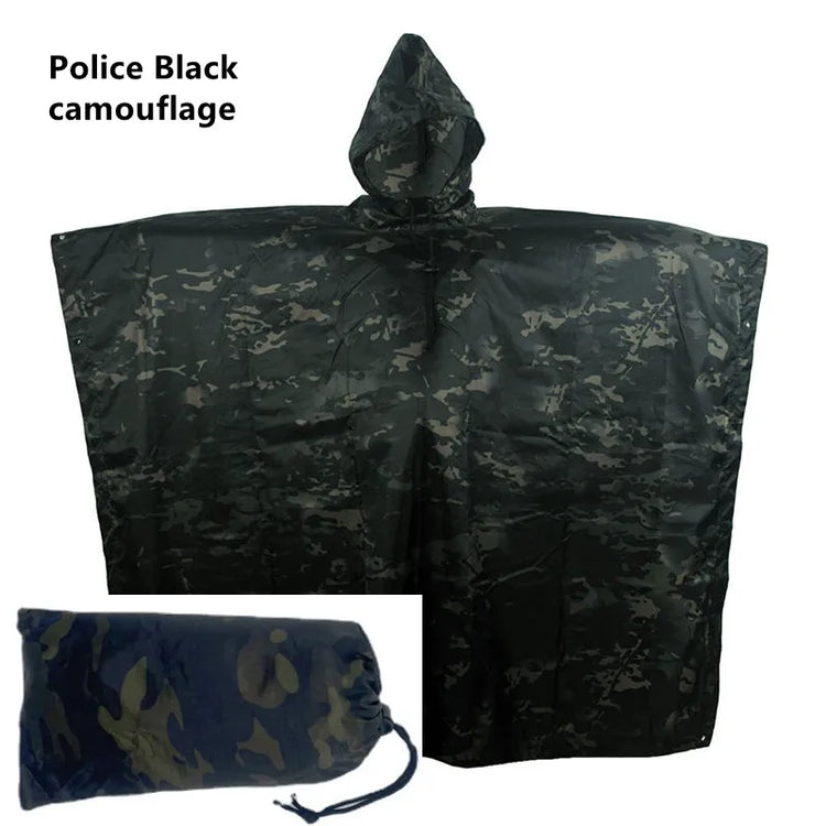 Outdoor Breathable Camouflage Poncho Jungle Tactical Raincoat Birdwatching Hiking Hunting Ghillie Suit Travel Rain Gear
