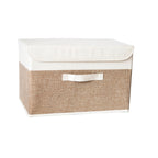 Washable Cotton Linen Fabric Folding CD Storage Box Foldable Bins Toys Organizer With Lid Storage Basket Laundry Basket
