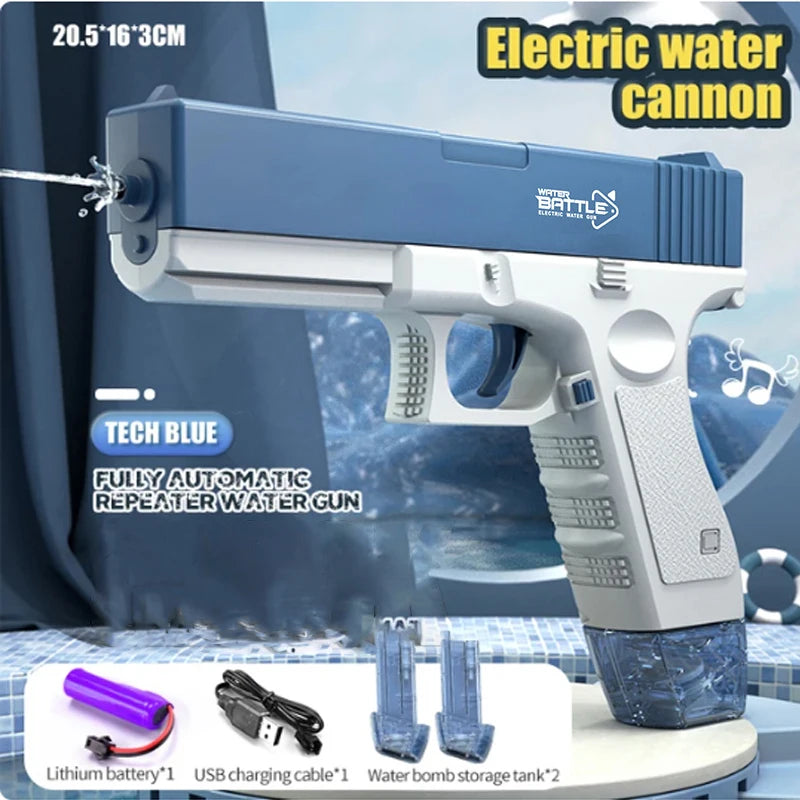 Space Electric Water Gun Energy Ring Burst Transformation LED Lights Large Capacity Full Auto Continuous Fire Squirt Gun Toy