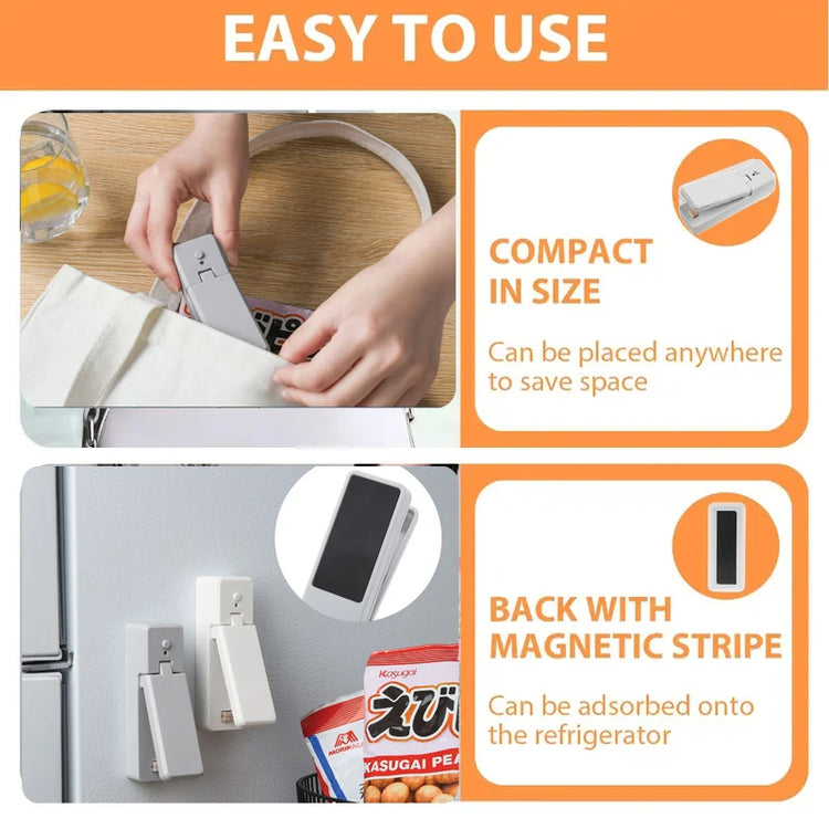 Heat Seal Device,  2-in-1 USB Chip Bag Sealer Machine with Cutter Heat Sealer Food Resealer Bag Kitchen Tool for Snacks Sealing