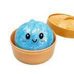 Glitter Dumpling Squishy with Box Dumplings Sensory Steamer Soft TPR Dough Ball for Decompression Fidget Toy Stress Relief Gift