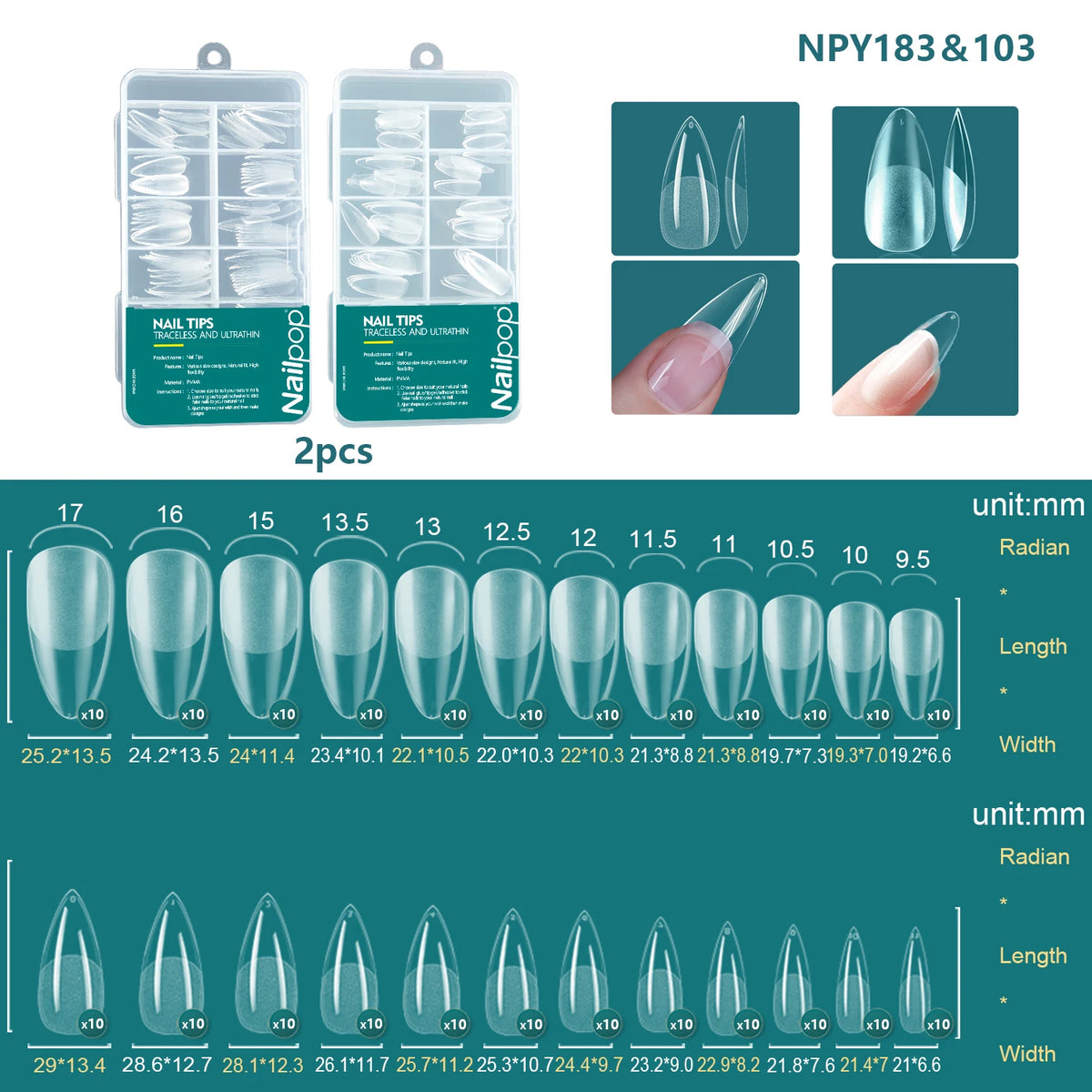 Nailpop 120pcs Acrylic Nails Fake Capsule Short Almond Coffin Square Artificial Nail Extension Soft Gel Tips Accessories Tools