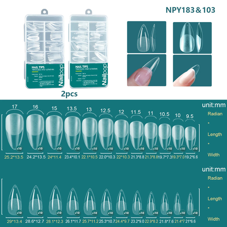 Nailpop 120pcs Acrylic Nails Fake Capsule Short Almond Coffin Square Artificial Nail Extension Soft Gel Tips Accessories Tools