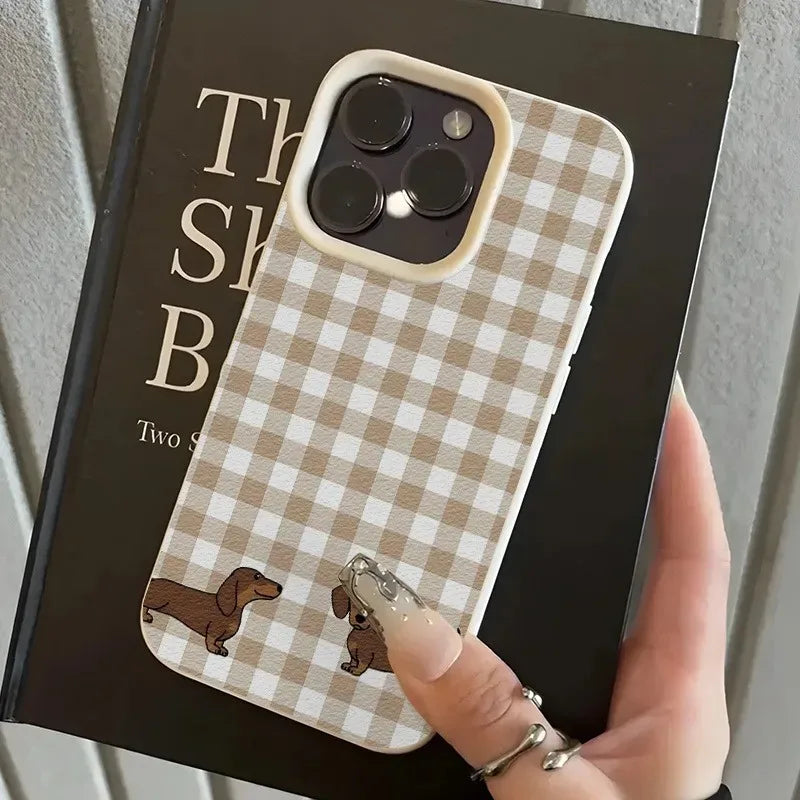 Black Polka Dot Dachshund Pattern Soft TPU Cover For iPhone 17 16 15 14 Plus 13 12 11 Pro MAX 17 Air Soft Sililcone Phone Cover