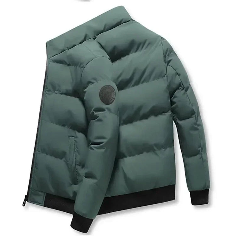 Short Thick Warm Jacket Men Fall Winter Printed Zip Windproof Outdoor Casual Outerwear M-5XL
