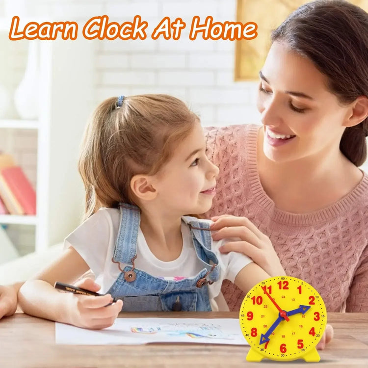 Mini Geared Learning Clock Analog Teaching Clock Telling Time Practice Math Tool Kids Preschool Classroom Home School Supplies