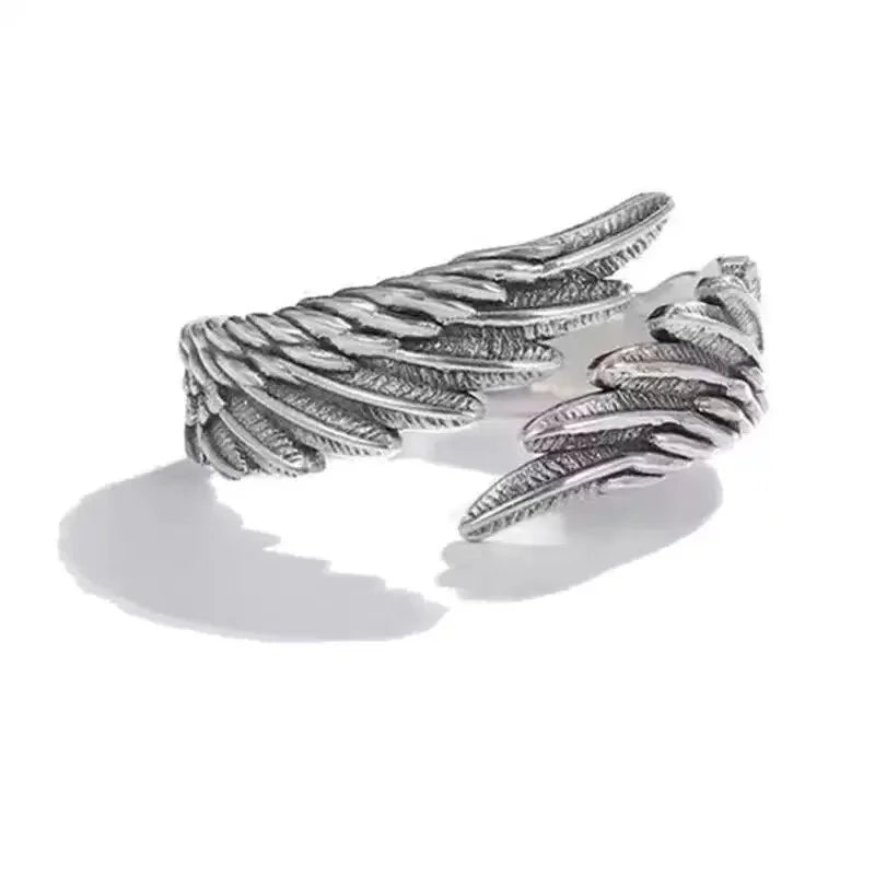 2PCS Fashionable And Simple Angel And Devil Wing Rings, Retro Personalized Open Mouth Men's And Women's Rings Available For Whol