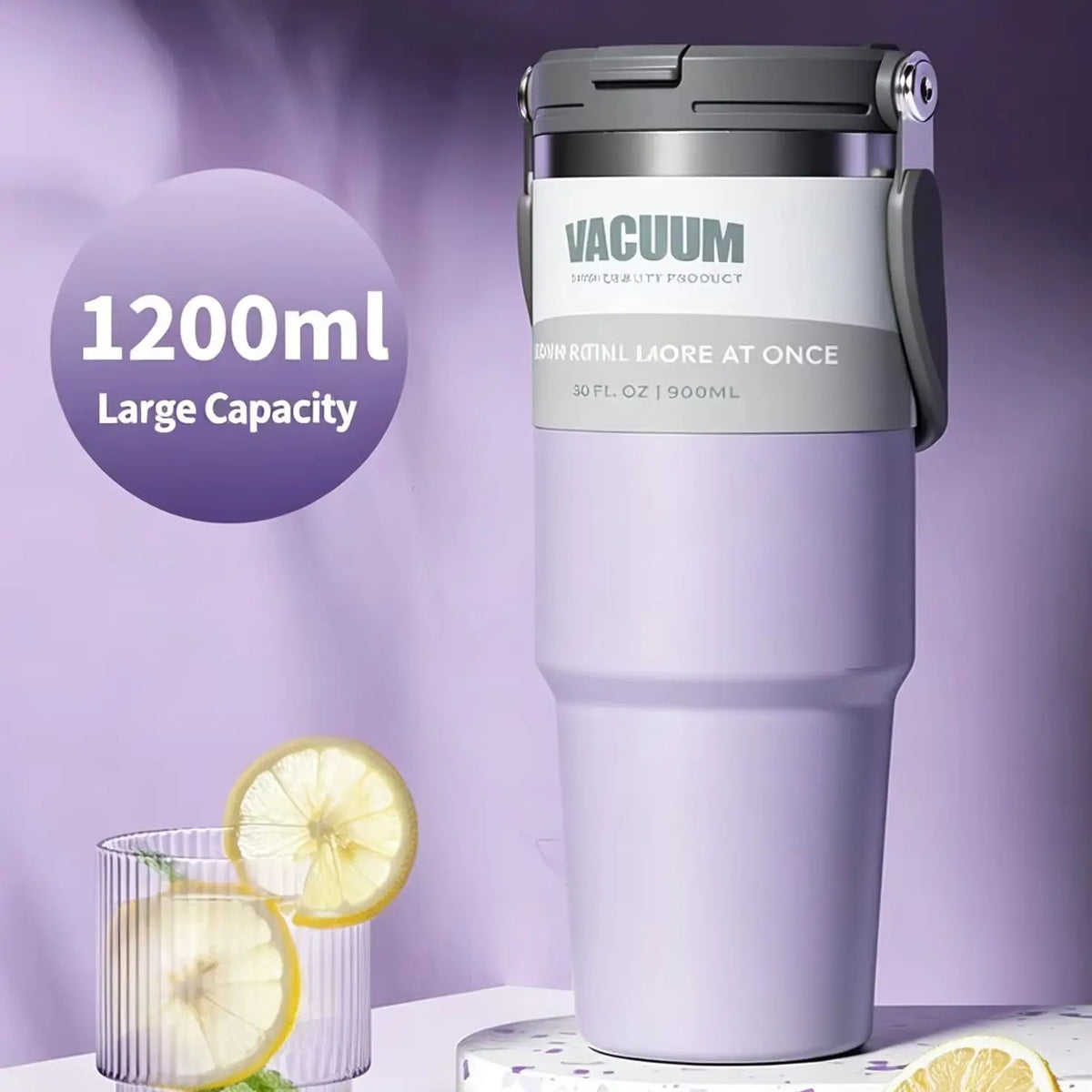 Car Thermal Mug Extra Large Capacity 900/1200ml Stainless Steel VacuumThermal Mug Handheld Portable Outdoor&Sport Water Cup