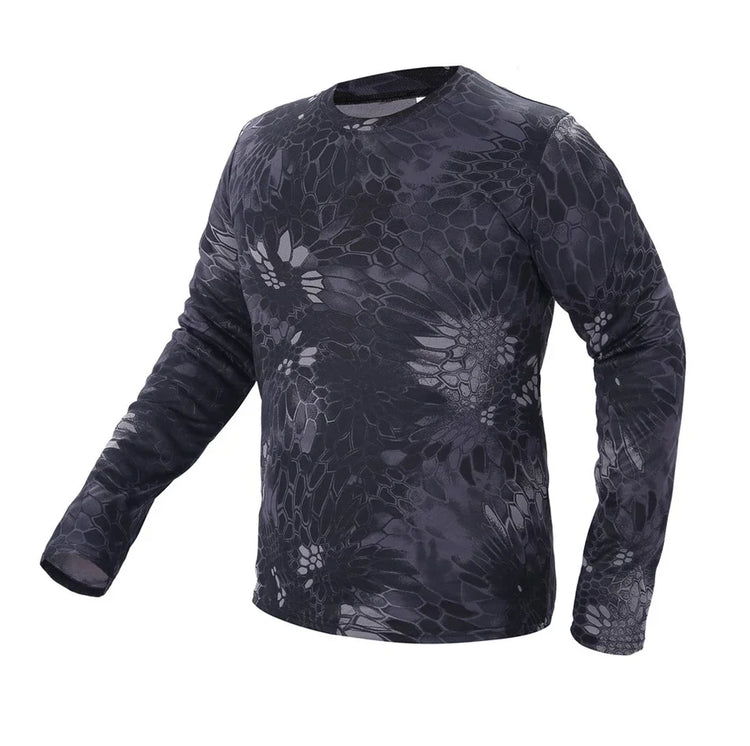 Long-Sleeve T-Shirt Anti-Sweat Tactical Shirts Breathable Camo Under-Shirt Hunting Clothes Men Elasticity Sun-Protective Top