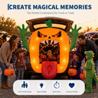6 FT Inflatable Halloween Pumpkin Arch with LED Lights Self Inflating Outdoor Yard and Trunk or Treat Decoration 210T Polyester 12V Plug Spooky Holiday Party Lawn Garden Night Display Props