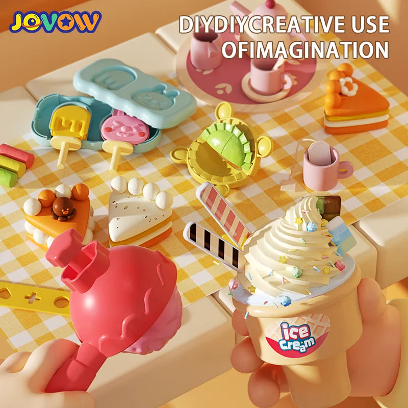 Children's Color Clay Noodle Machine DIY Play Dough Tools Ice Cream Plasticine Mold Kit Puzzle Toys for Boys Girls Birthday Gift