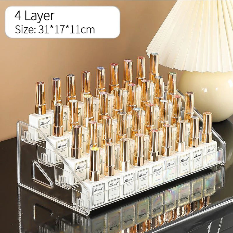 3/4/5/6/7 Layers Acrylic Nail Polish Display Rack Transparent Cosmetic Organizer Multi-layer Simple Mounting Rack Stand Holder