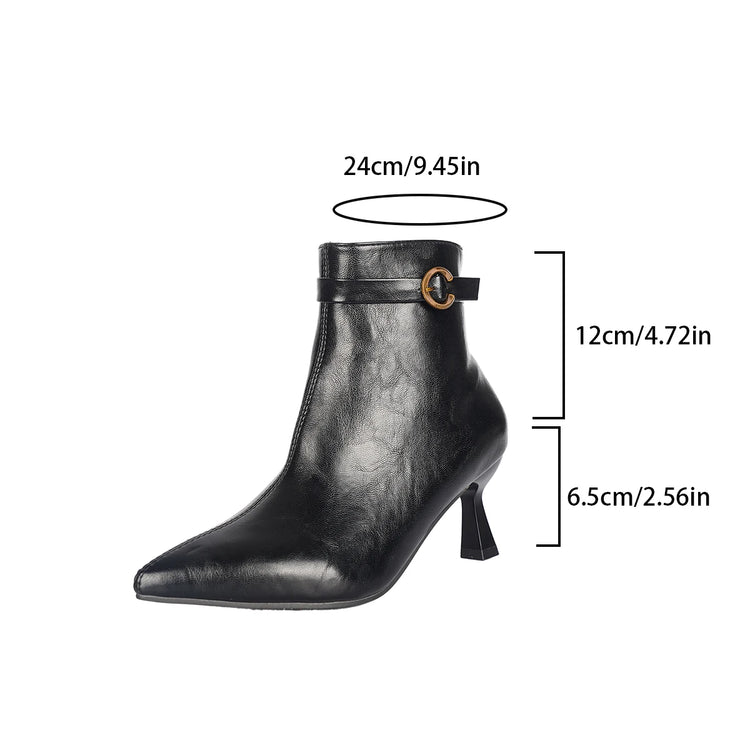 Spring Autumn Women's Plus Size Solid Color High Quality Stiletto Boots 2026 New Pointy Elegant Side Zipper Design Fashion Boots