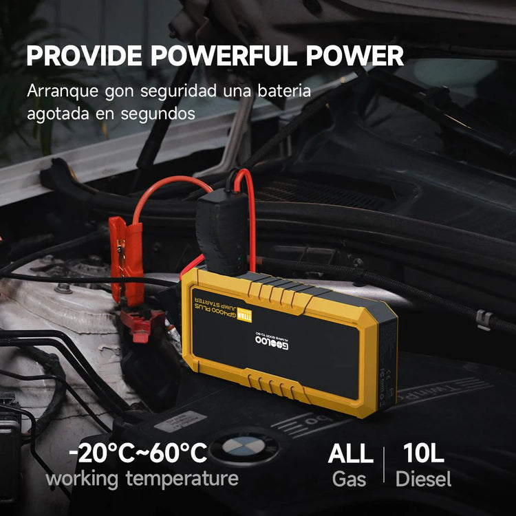 GOOLOO GP4000 PLUS 4000A 12V Portable Car Jump Starter, SuperSafe Lithium Battery Booster Pack, Spark-Proof with LED Light, for All Gas & Up to 10.0L Diesel Engines