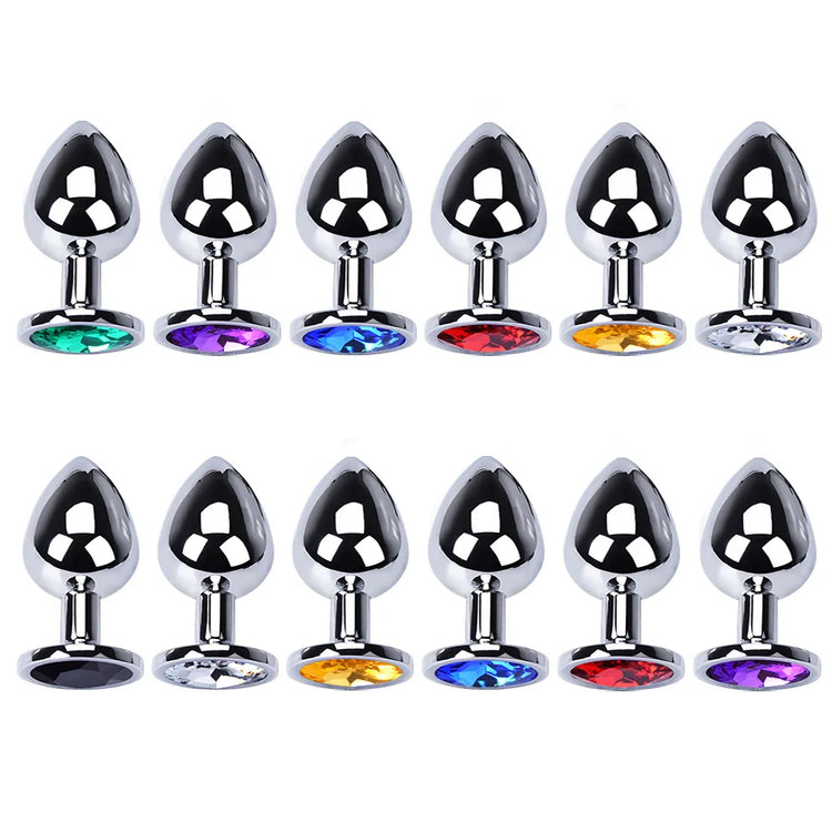 Metal Anal Plug Stainless Steel Butt Plug With Jewelry Colorful Crystal Anus Plug Anal Bead Adults Sex Toys for Women Adult Game