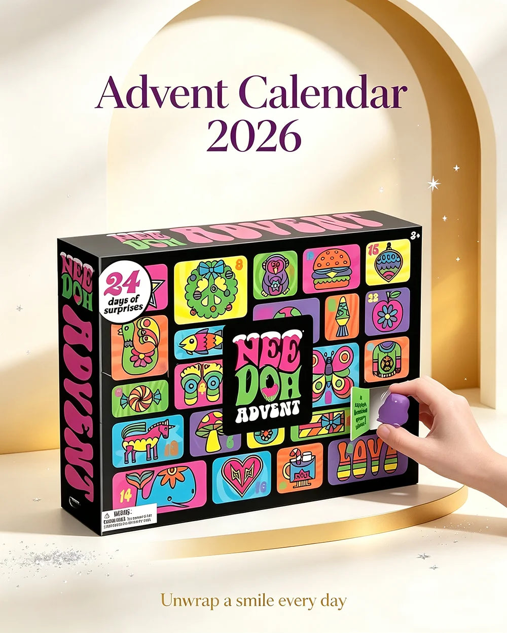 2026 New Hot Needoh Advent Calendar 24 Day Countdown New Year Family Friends Blind Box Party Squishy Squeeze Toy Stress Relif