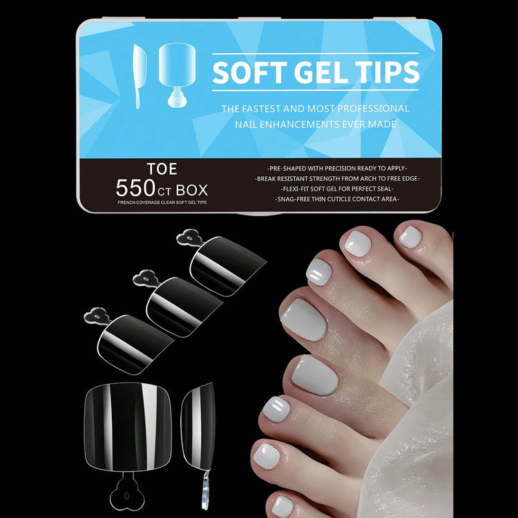 550pcs Soft Gel Nail Tips Medium Short Almond Coffin Stiletto Full Cover  Press on Nails Half Matte Acrylic DIY Extension Tools
