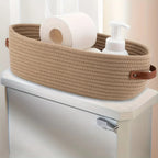 Oval Woven Bathroom Storage Basket, Multifunctional Desktop Organizer, Toilet Paper Holder, Toy Storage Basket  Basket Storage