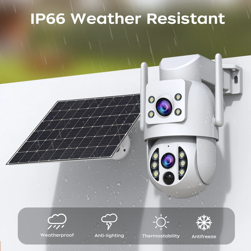 JOOAN 4K Solar Security Camera Wireless Outdoor Dual Lens Solar IP Camera PIR Human Detection Night Vision Battery CCTV Camera