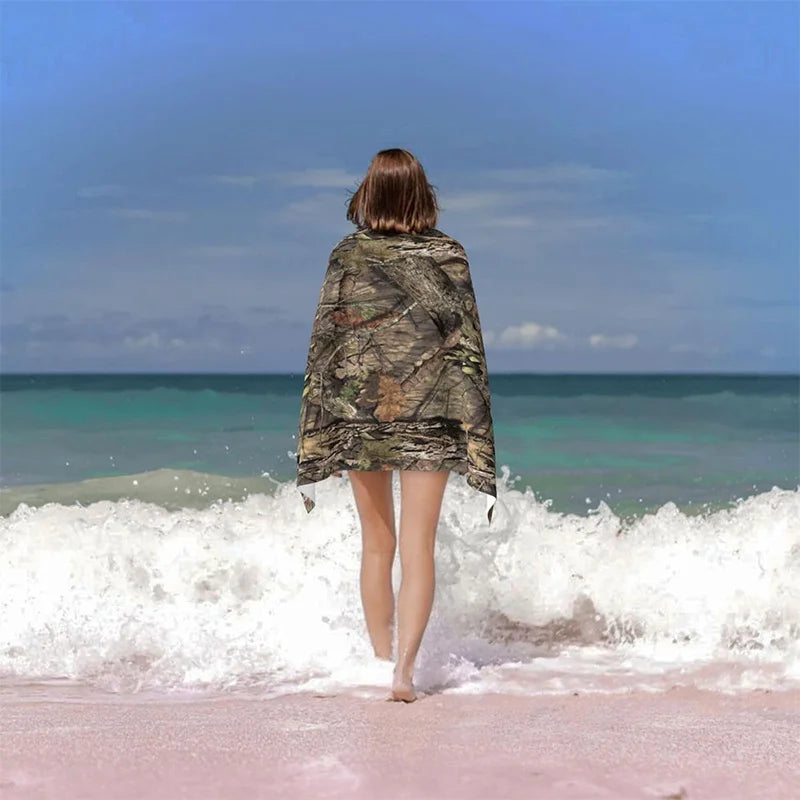 Beach Towel Camouflage Print Pattern Sunscreen And Windproof Suitable For Swimming Pool Camping Travel Blanket