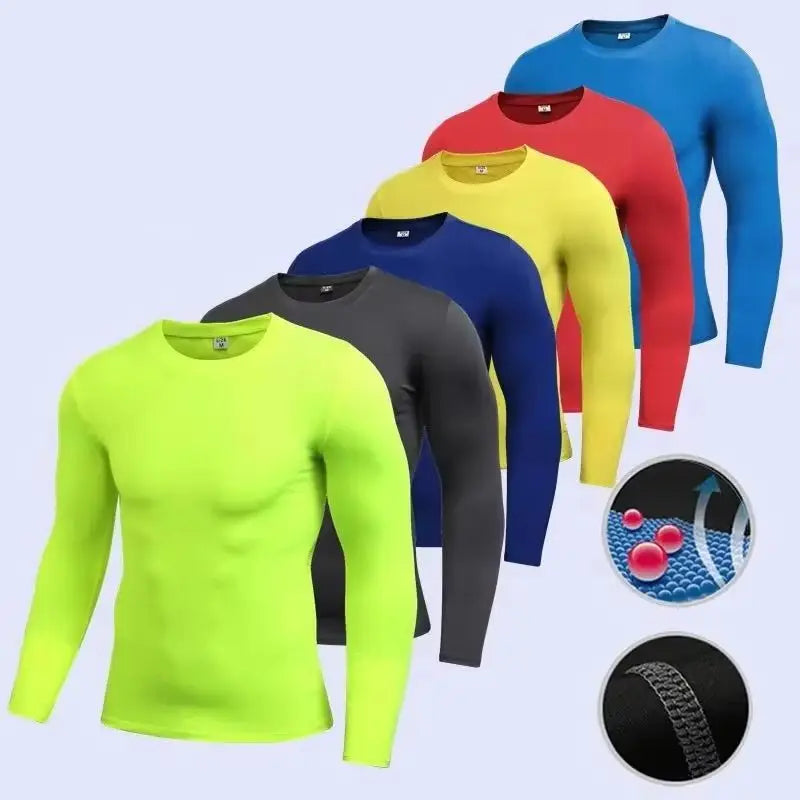 1pcs Men's Long-sleeved Thermal Underwear Male Thin Tight Fitting Fast Dry Elastic Fitness Tops Man Autumn Winter Sprots Wear