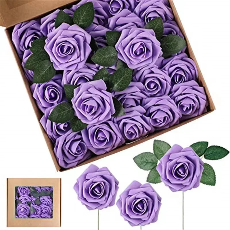 10~100pcs Rose Artificial Flowers Foam Fake Roses Wedding Bouquets Centerpieces Mothers Day Valentines Gifts Party Decoration
