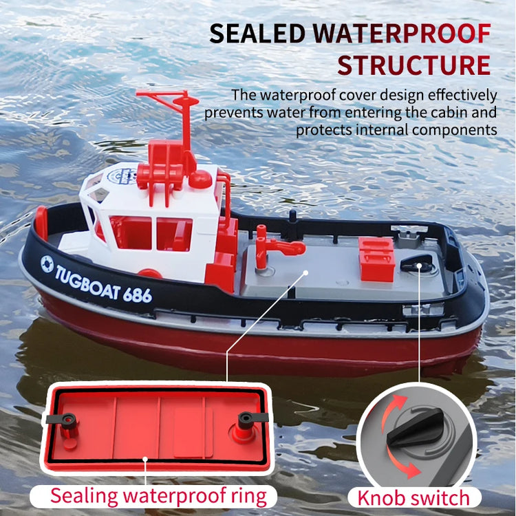 JIKEFUN 686 Rc Boat 2.4G 1/72 Powerful Dual Motor Long Range Wireless Electric Remote Control Tugboat Model  Toys Birthday Gifts