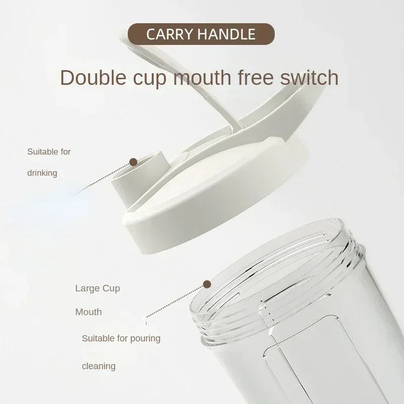Portable Electric Protein Shaker Bottle USB Rechargeable Shaker Bottle Multipurpose 450ml Mixer Cups for Fitness Workout