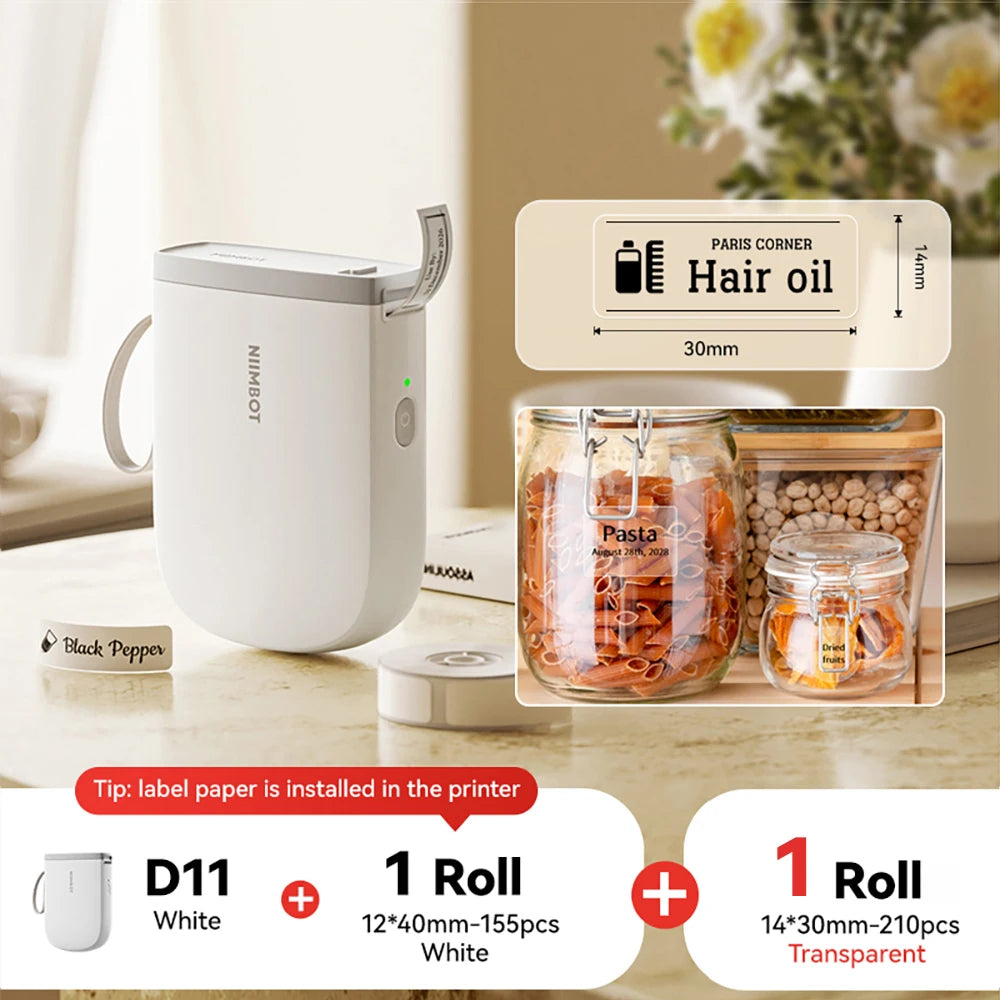 NIIMBOT D11 New Version Label Printer Mini Portable 300DPI Bluetooth Wireless Label Maker Name Tag Kitchen Sticker PrintingMaker