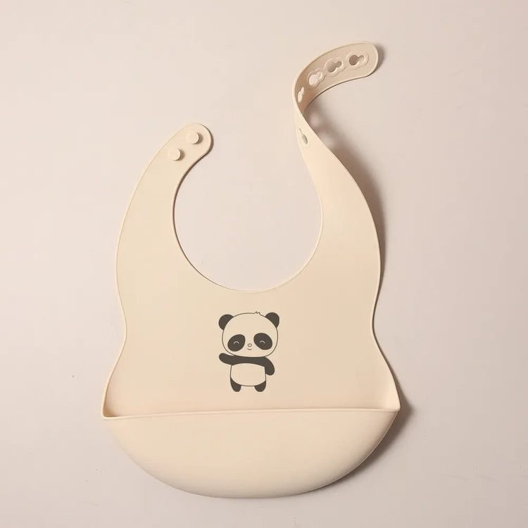 Custom Silicone Baby Bib with Name & Cartoon Print Pattern Food-Grade Solid Feeding Bib DZ13